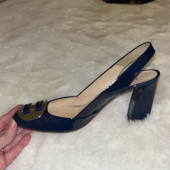 🔥 PRADA Luxury Blue Patent Leather Heels w/Buckle size: 39  🔥 - Picture 4 of 17